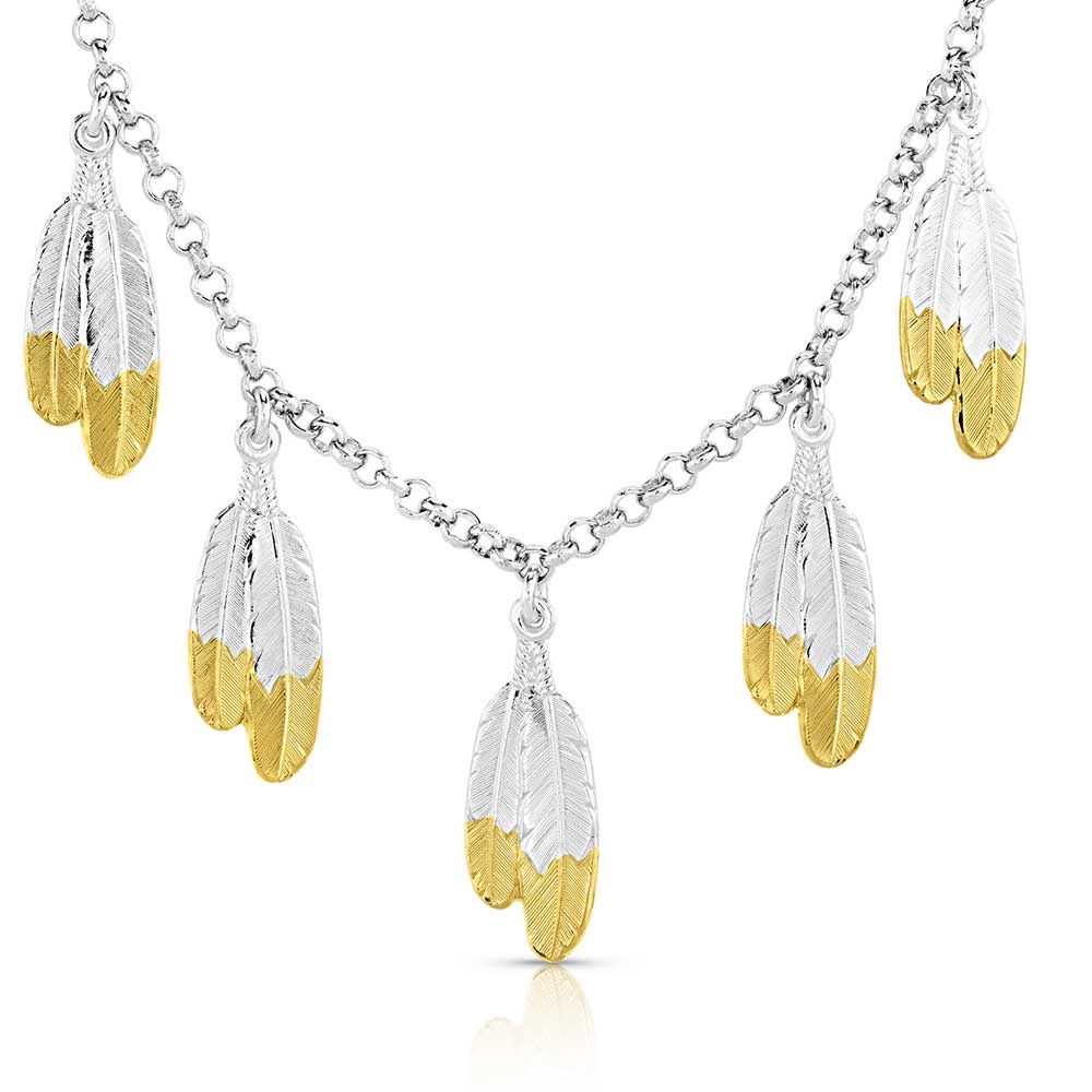 NC5603YG MONTANA SILVERSMITHS MULTI-FEATHER NECKLACE