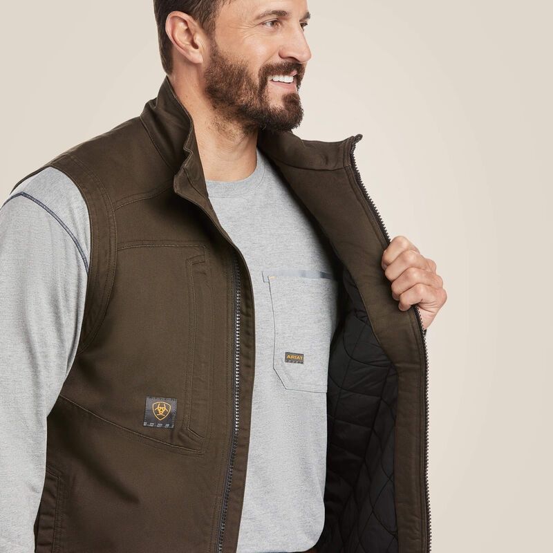 10027866 MEN&#39;S ARIAT REBAR WREN WASHED DURA CANVAS INSULATED VEST