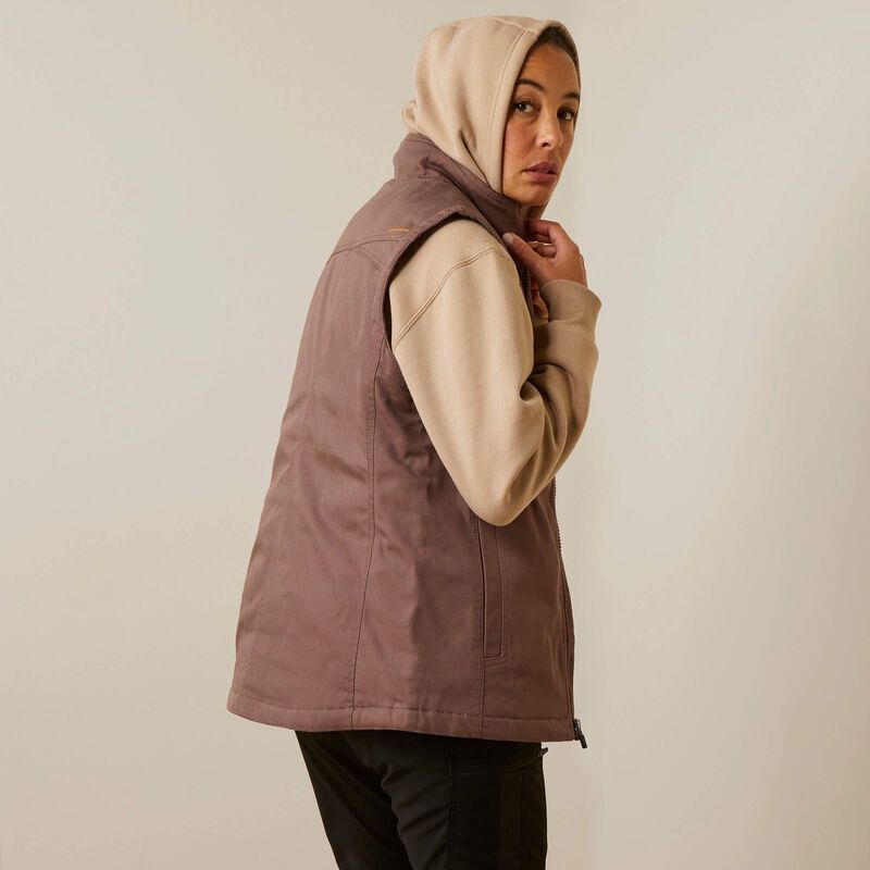 10046561 WOMEN'S ARIAT REBAR DURA CANVAS INSULATED VEST - PEPPERCORN