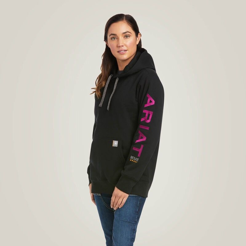 10037620 WOMEN&#39;S ARIAT REBAR GRAPHIC HOODIE - BLACK/PURPLE