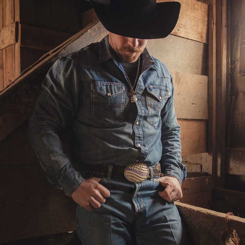 A967TBL MONTANA SILVERSMITHS "IN BLUE" ATTITUDE BUCKLE