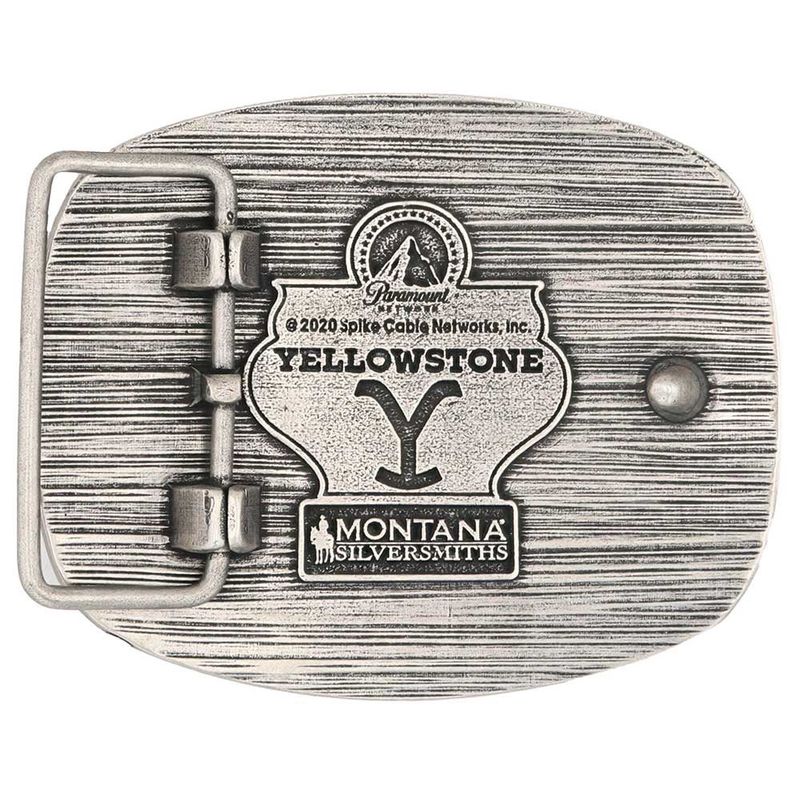 A969YEL MONTANA SILVERSMITHS 2-TONE YELLOWSTONE LONGHORN ATTITUDE BUCKLE