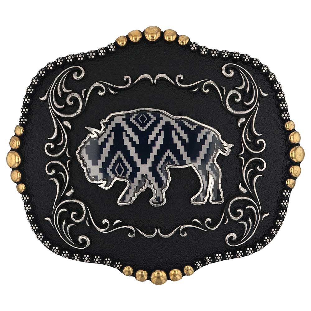 A989S MONTANA SILVERSMITHS MIDNIGHT BUFFALO ATTITUDE BUCKLE
