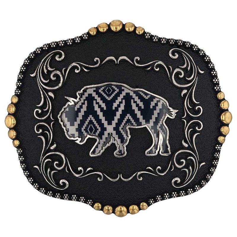 A989S MONTANA SILVERSMITHS MIDNIGHT BUFFALO ATTITUDE BUCKLE