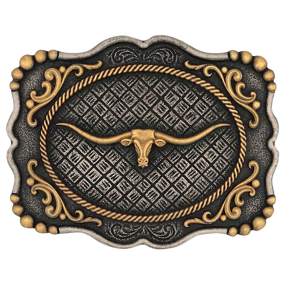 A1003P MONTANA SILVERSMITHS FRAMED LONGHORN ATTITUDE BUCKLE