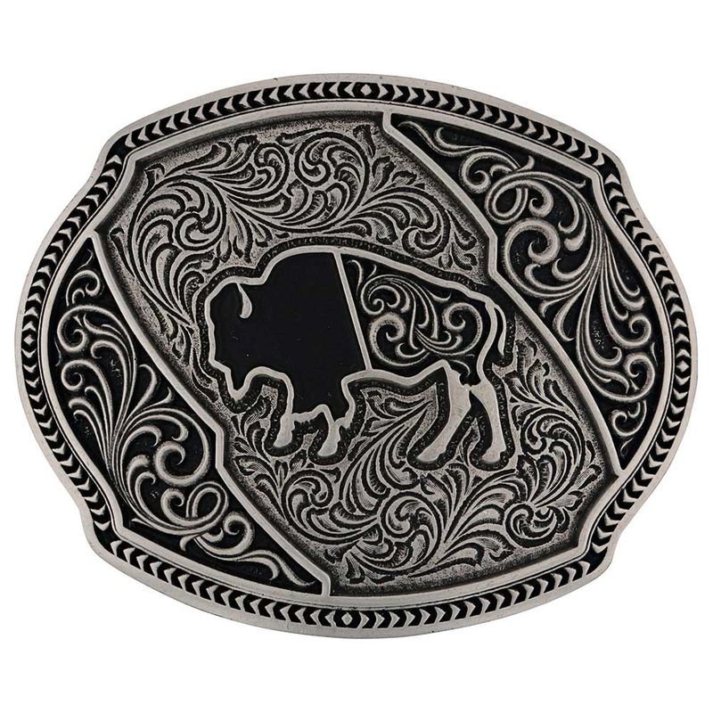 A987S MONTANA SILVERSMITHS BUFFALO ROAM ATTITUDE BUCKLE