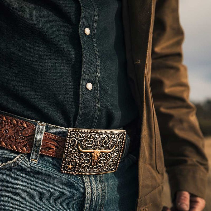 A984P MONTANA SILVERSMITHS LONESTAR LONGHORN ATTITUDE BUCKLE