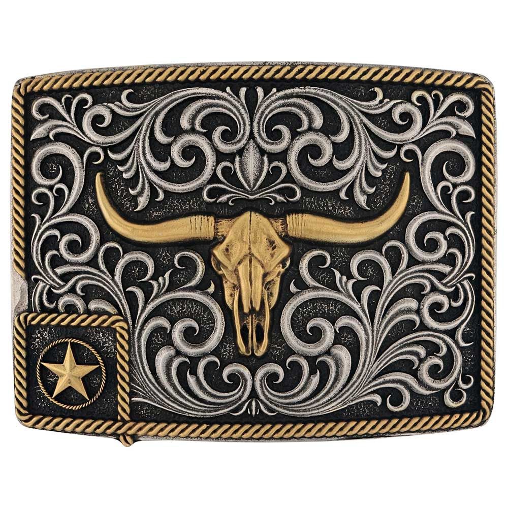 A984P MONTANA SILVERSMITHS LONESTAR LONGHORN ATTITUDE BUCKLE