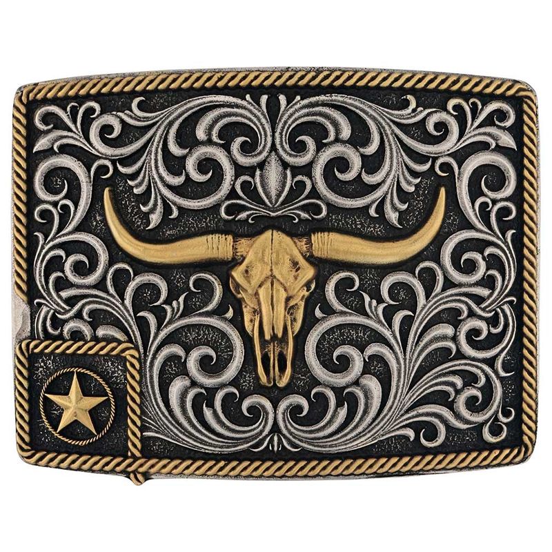 A984P MONTANA SILVERSMITHS LONESTAR LONGHORN ATTITUDE BUCKLE