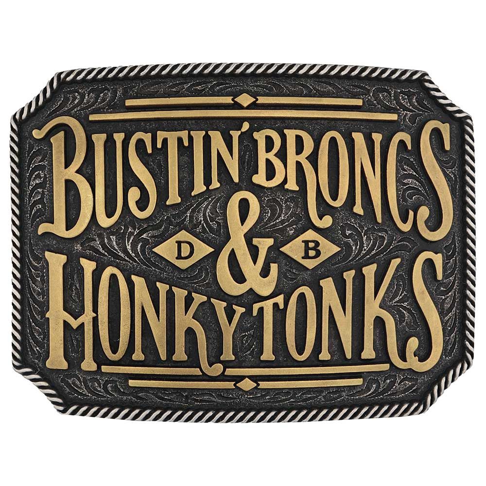 A1000DB MONTANA SILVERSMITHS BUSTIN BRONCS &amp; HONKY TONKS ATTITUDE BUCKLE