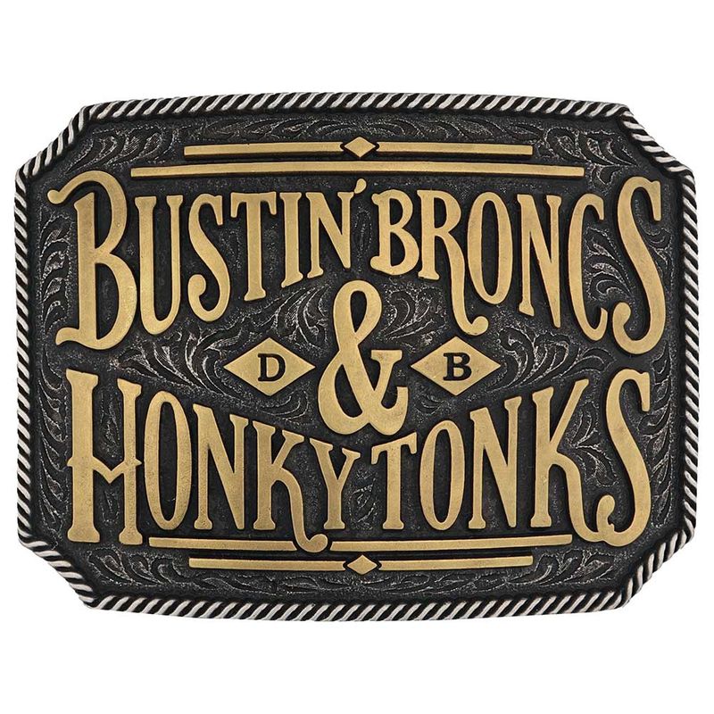 A1000DB MONTANA SILVERSMITHS BUSTIN BRONCS &amp; HONKY TONKS ATTITUDE BUCKLE