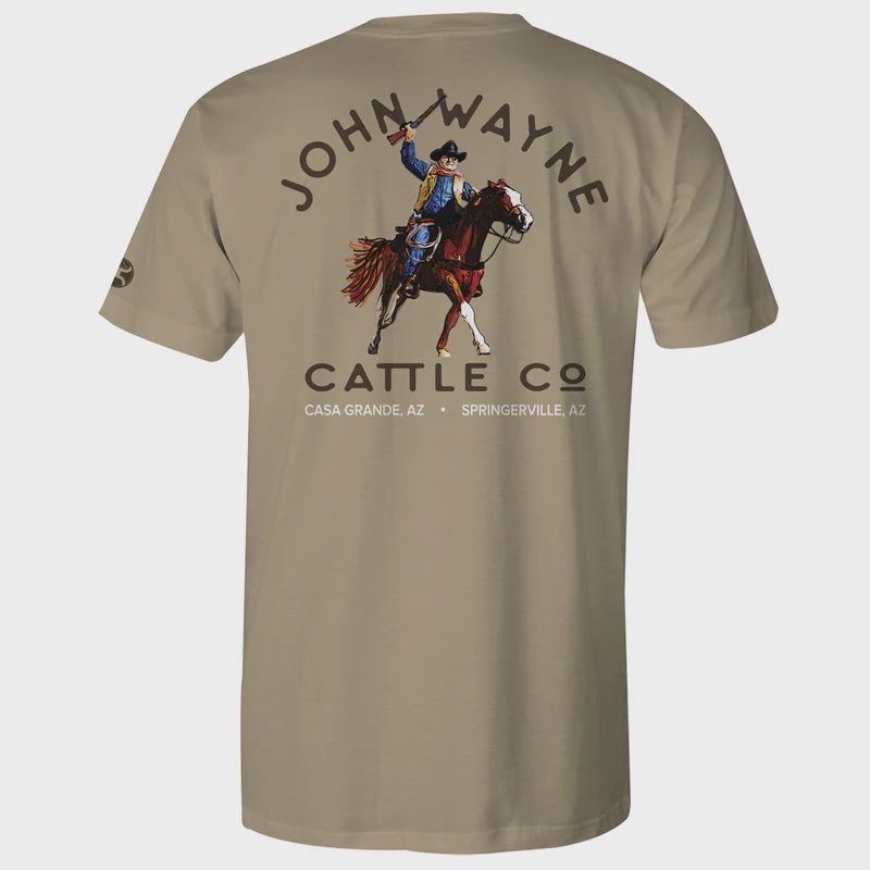 HT1700TN MEN&#39;S HOOEY TAN COTTON/POLY SHORT-SLEEVE JOHN WAYNE GRAPHIC TEE