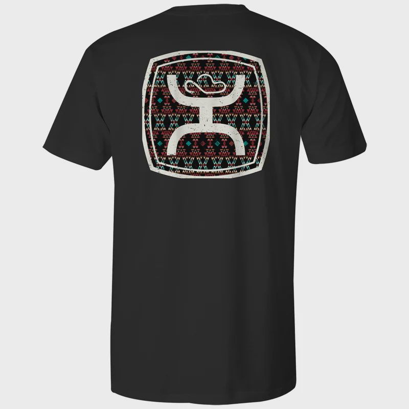 HT1682BK MEN&#39;S HOOEY ZENITH BLACK SHORT-SLEEVE TEE W/ MULTI COLOR AZTEC PATTERN ON BACK