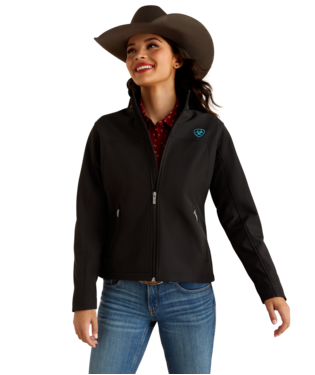 10051977 WOMEN&#39;S ARIAT NEW TEAM SOFTSHELL JACKET - BLACK &amp; SERRANO