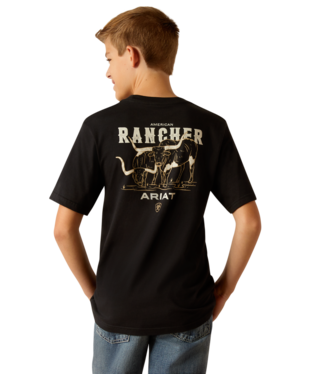 10052039 BOY&#39;S ARIAT AMERICAN RANCHER SHORT-SLEEVE T-SHIRT - BLACK