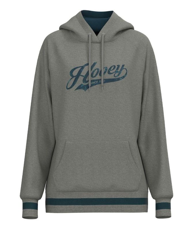 HH1270GY LADIES HOOEY &quot;POLAR FLEECE&quot; GREY HOODY WITH TEAL HOOEY LOGO ON CHEST