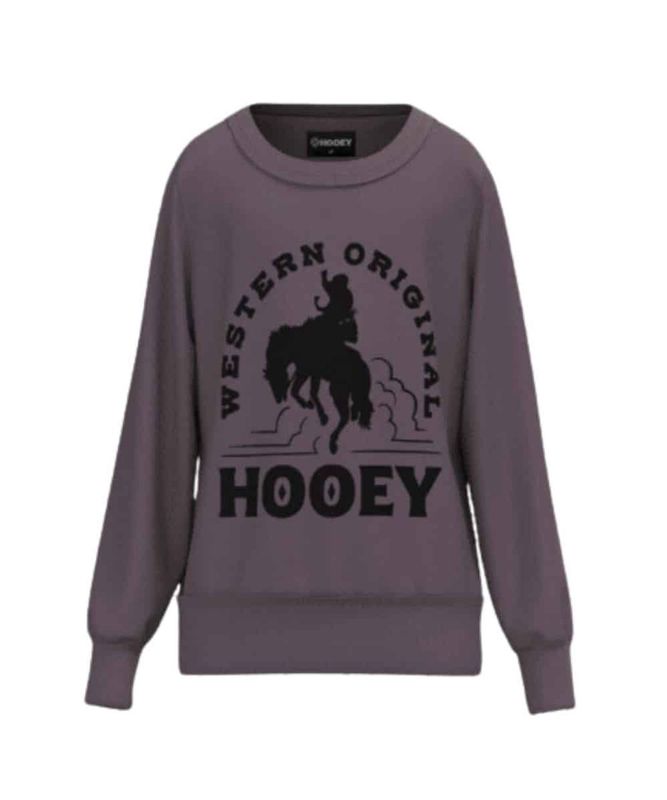 HH1226PL LADIES HOOEY &quot;THE CREW&quot; PURPLE PULLOVER W/ HOOEY LOGO ON CHEST