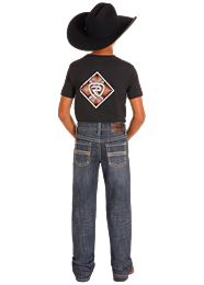BB0BD04816 BOY&#39;S ROCK &amp; ROLL DARK VINTAGE WASH REGULAR FIT BOOTCUT JEAN
