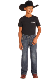 BB0BD04816 BOY'S ROCK &amp; ROLL DARK VINTAGE WASH REGULAR FIT BOOTCUT JEAN
