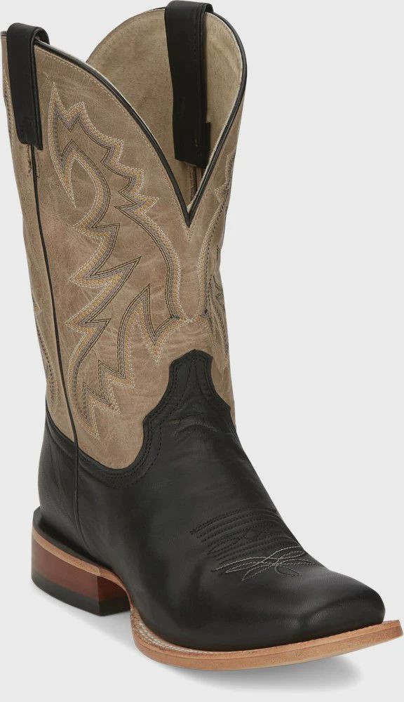 TL3032 MEN&#39;S TONY LAMA 11&quot; TAUPE COWHIDE SHAFT / LUCIANO BLACK GOAT SQUARE-TOE WESTERN BOOT