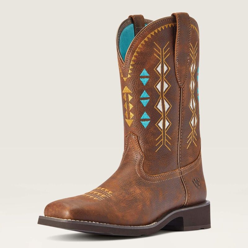10042419 WOMEN&#39;S ARIAT DELILAH DECO SQUARE-TOE WESTERN BOOT