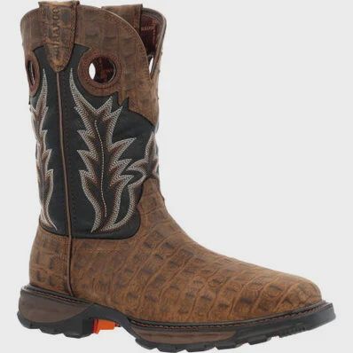 DDB0456 MEN&#39;S DURANGO 11&quot; BROWN GATOR PRINT/BLACK STEEL TOE WORK BOOT