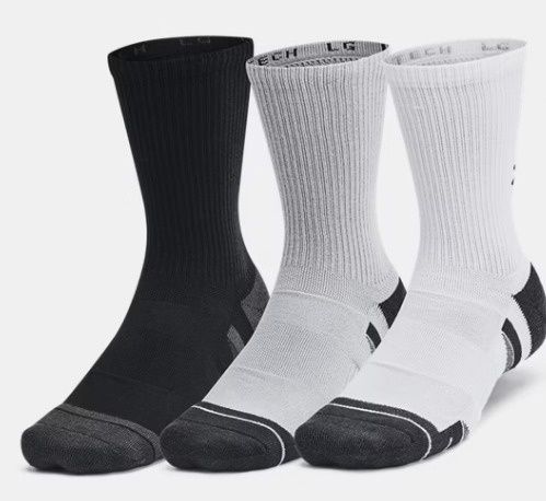 1386242-011 UNDER ARMOUR PERFORMANCE TECH CREW SOCKS - GRAY - 6 PACK
