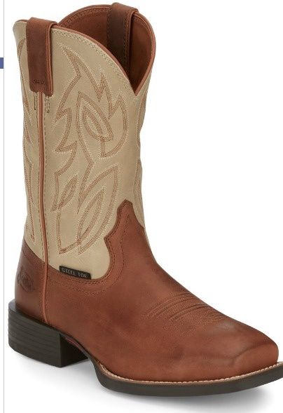 SE4511 MEN&#39;S JUSTIN 11&quot; CANTER STEEL TOE WESTERN BOOTS - BROAD SQUARE TOE