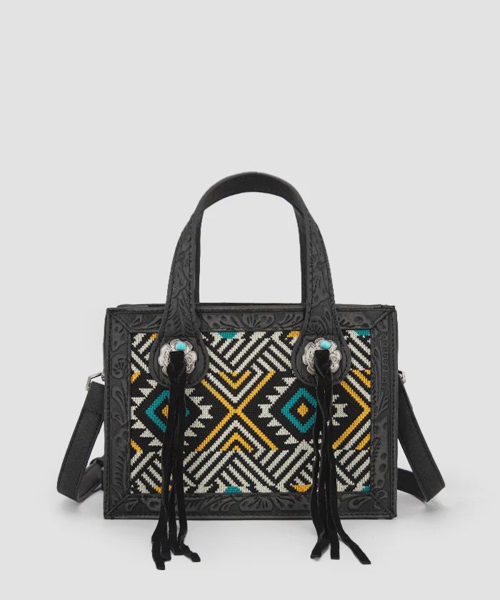 MW1292-8121BK MONTANA WEST AZTEC TAPESTRY MINI TOTE / CROSSBODY - BLACK