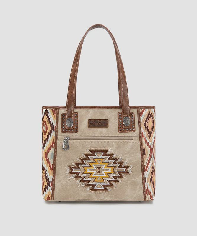 MW1210G-8317TN MONTANA WEST AZTEC JEAN DENIM COLLECTION TOTE - TAN