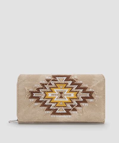 MW1210-W010 MONTANA WEST AZTEC COLLECTION JEAN DENIM WALLET - TAN