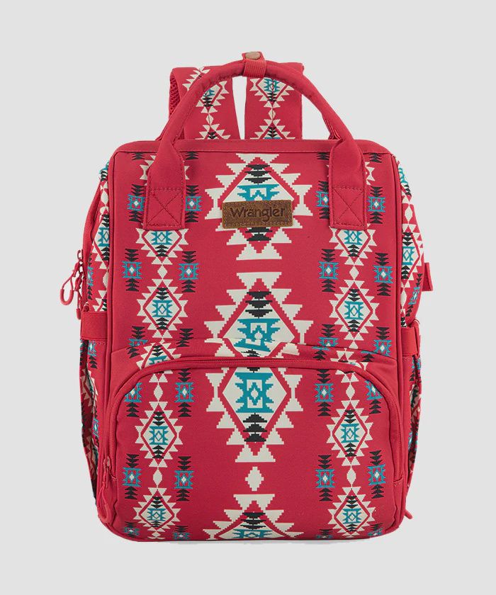 WG2204-9110 WRANGLER AZTEC PRINTED CALLIE BACKPACK - BURGUNDY
