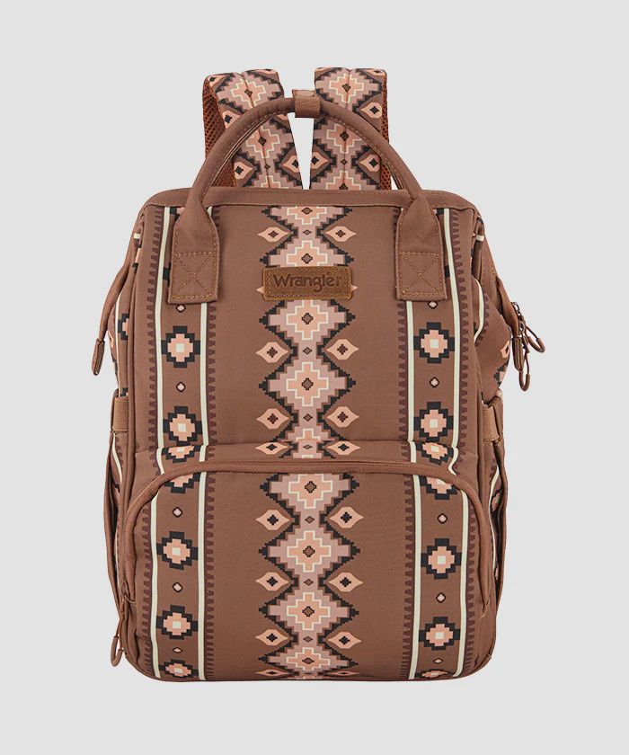 WG2204-9110 WRANGLER AZTEC PRINTED CALLIE BACKPACK - CAMEL