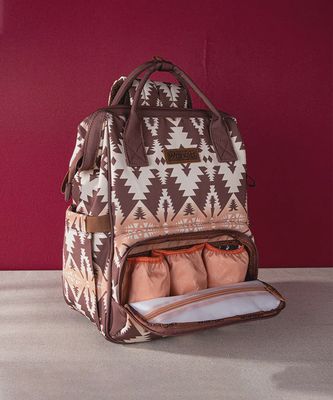 WG2204-9110 WRANGLER AZTEC PRINTED CALLIE BACKPACK -BROWN display picture 1
