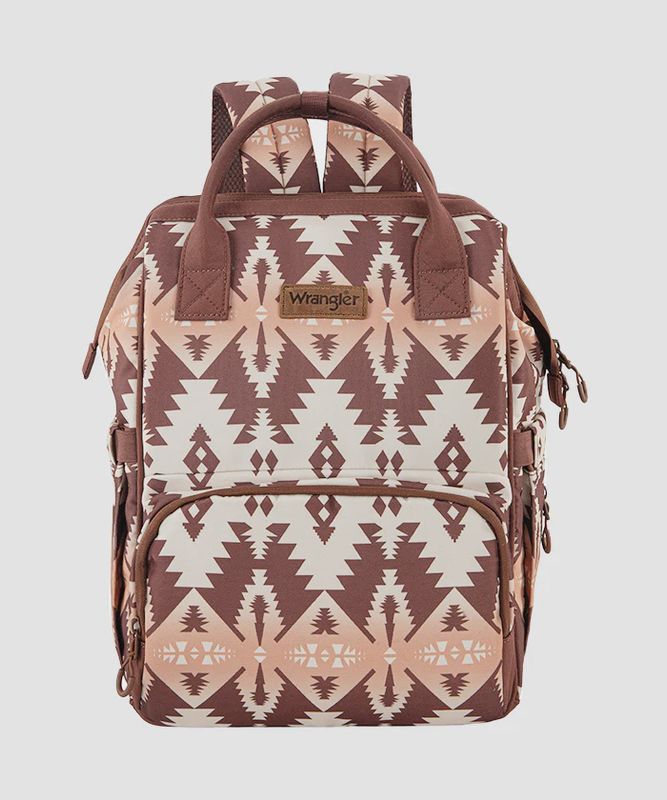 WG2204-9110 WRANGLER AZTEC PRINTED CALLIE BACKPACK -BROWN