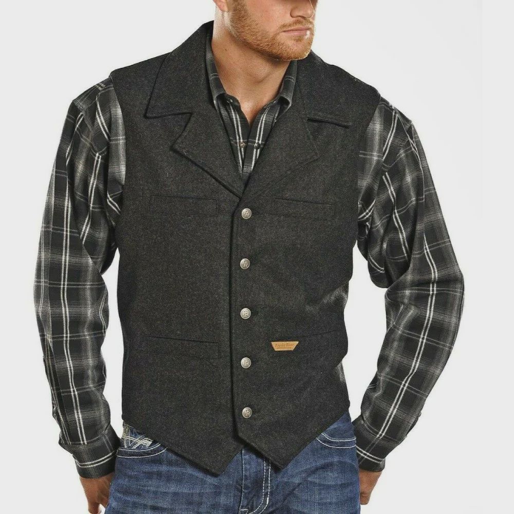 98-1176 MEN&#39;S POWDER RIVER BLACK WOOL MONTANA VEST