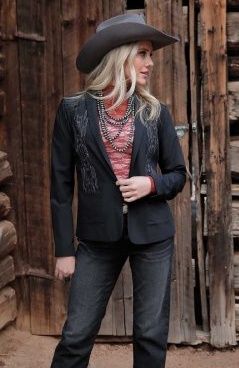CWJ7274004 WOMEN&#39;S CRUEL GIRL BLACK WESTERN BLAZER