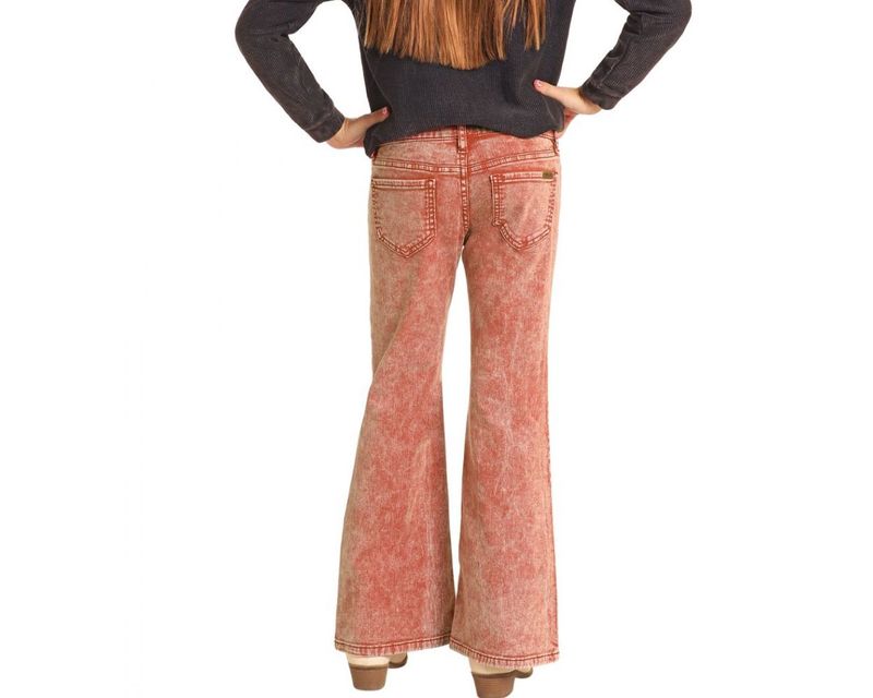 BG6PD04758 GIRL'S ROCK &amp; ROLL RUST BUTTON FLARES
