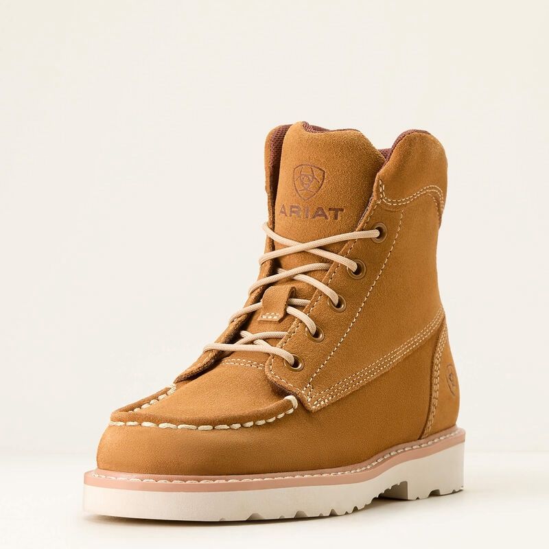 10053778 YOUTH ARIAT REBAR LIFT WHEAT SUEDE LACER