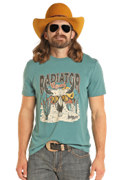 BU21T05041 ADULT UNISEX ROCK &amp; ROLL DALE BRISBY &quot;RADIATOR RANCH&quot; GRAPHIC SHORT-SLEEVE TEE