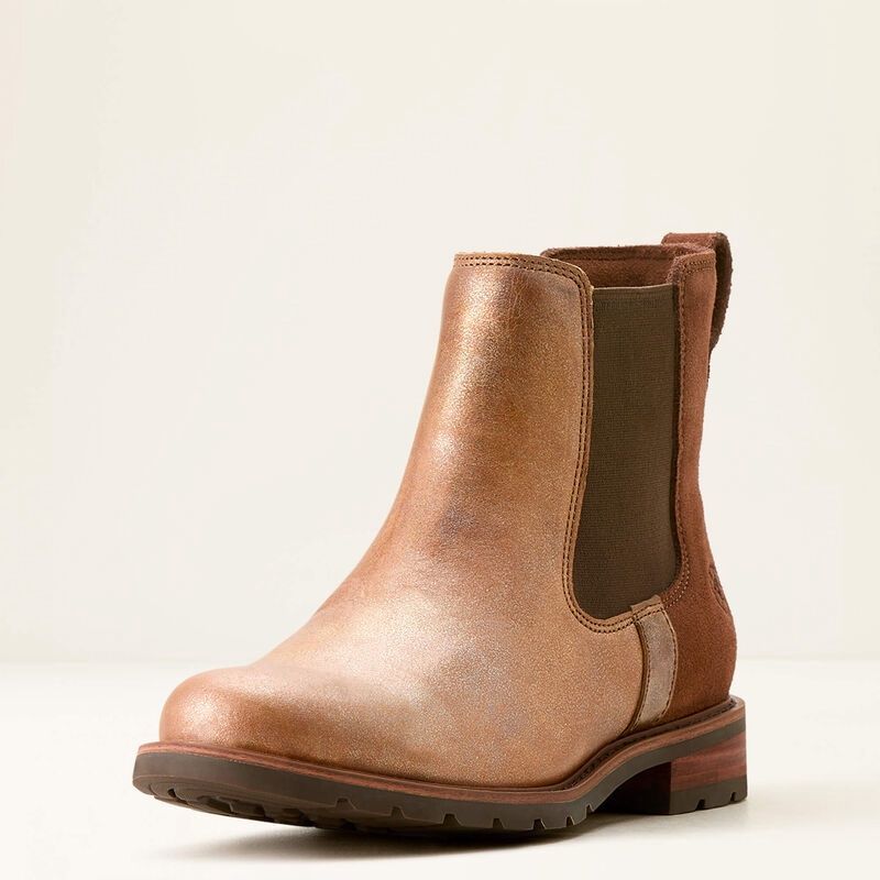 10053727 WOMEN&#39;S 5.5&quot; METALLIC PEARL / POLO BROWN ROUND TOE FASHION BOOT