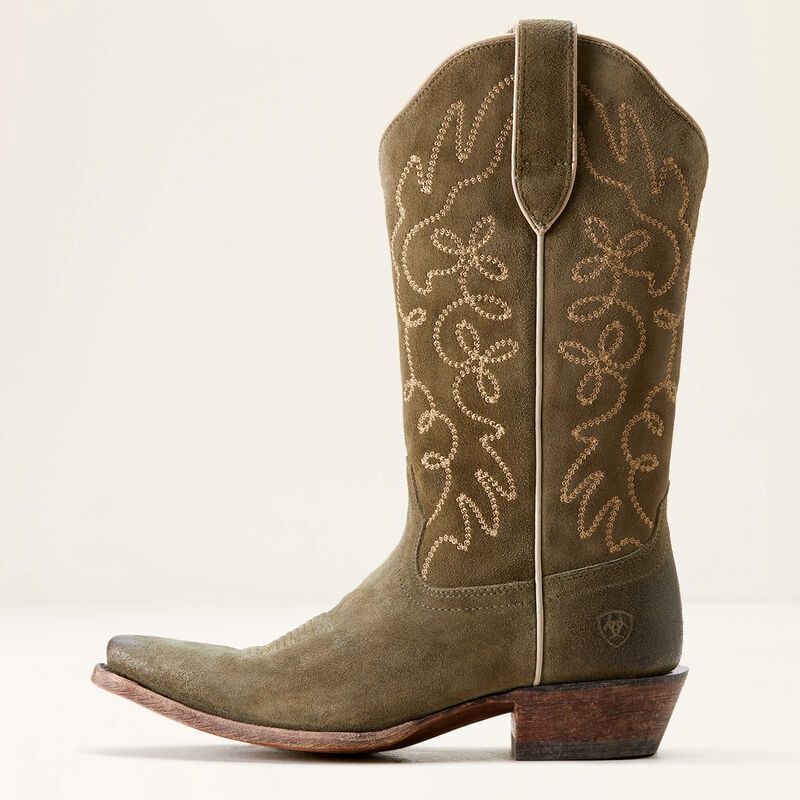 10053792 WOMEN'S ARIAT 12" JUKEBOX SOFT OLIVE SUEDE SNIP-TOE FASHION BOOT