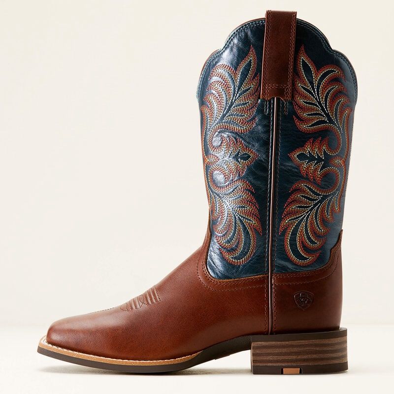 10053605 WOMEN'S ARIAT 11" GILLETTE VINTAGE CARAMEL &amp; ENDLESS SEA SQUARE-TOE WESTERN BOOT