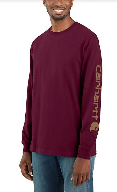 K231 PRT MEN&#39;S CARHARTT LOOSE FIT HEAVYWEIGHT LONG-SLEEVE LOGO SLEEVE GRAPHIC T-SHIRT