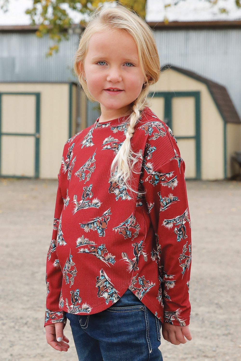 CTK8001001 GIRL&#39;S CRUEL GIRL RED LONG-SLEEVE BLOUSE