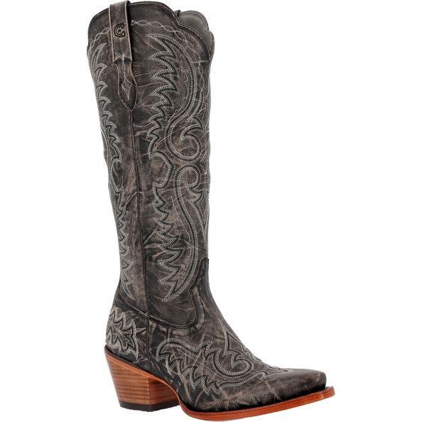 DRD0473 WOMEN&#39;S DURANGO 16&quot; DISTRESSED GRAPHITE SNIP-TOE WESTERN BOOT