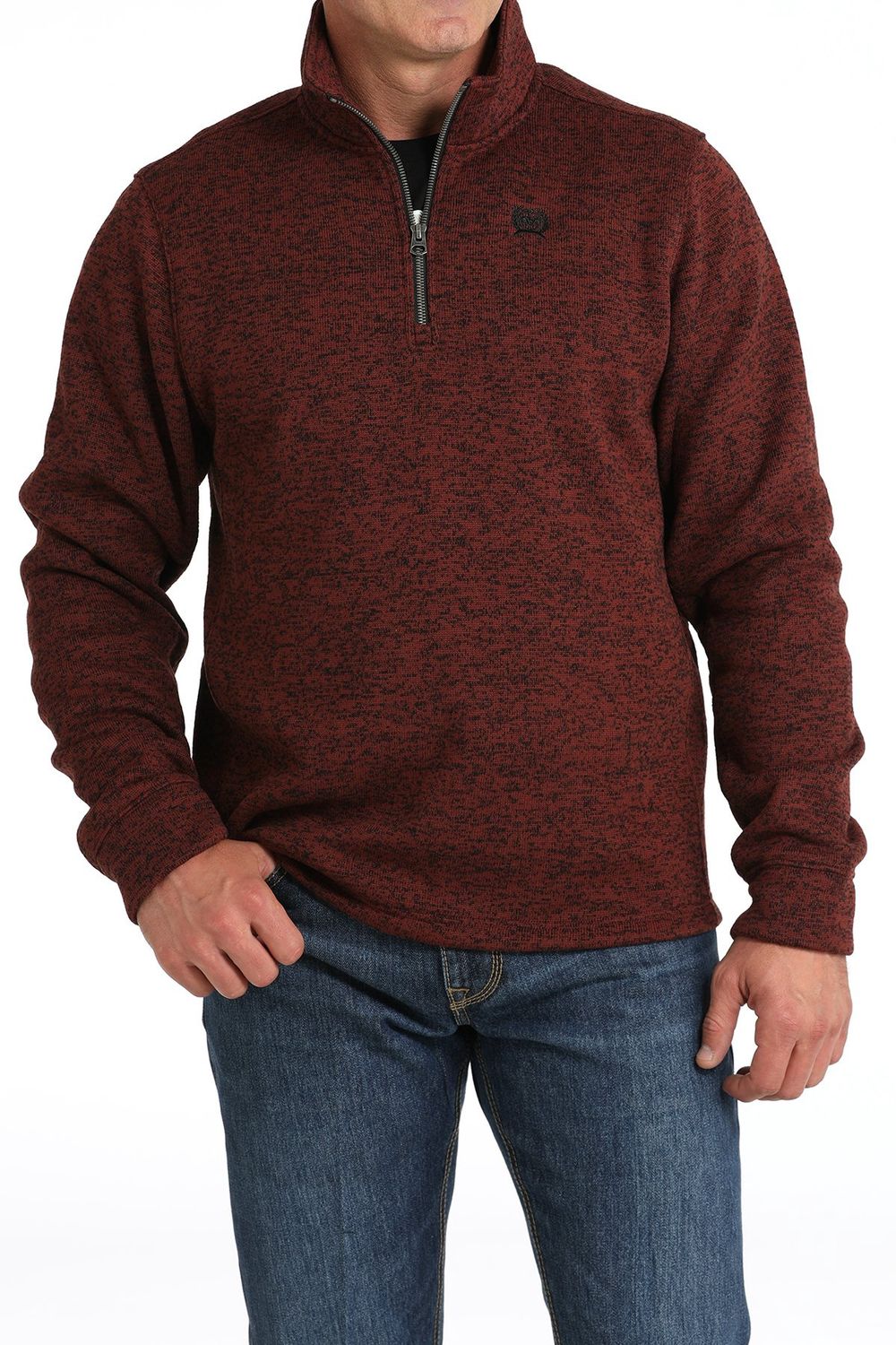MWK1080015 MEN&#39;S CINCH BURGUNDY 1/4 ZIP SWEATER