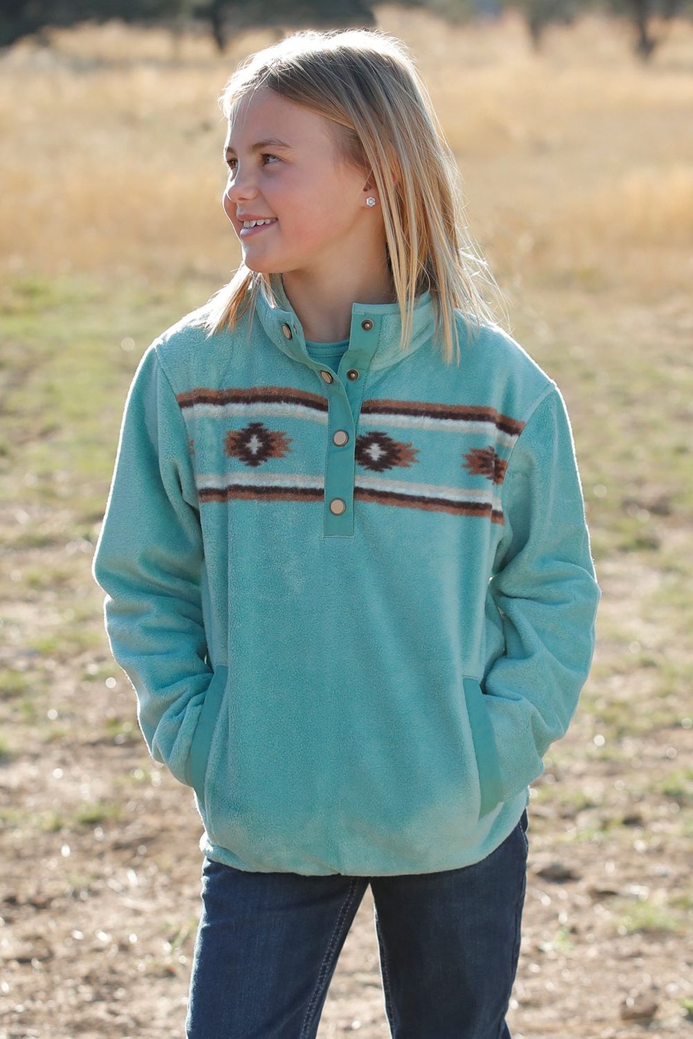 CWK8250008 GIRL&#39;S CRUEL GIRL TURQUOISE FLEECE PULLOVER