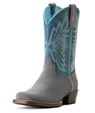 10053624 YOUTH ARIAT MINERAL SUEDE DECATUR SQUARE-TOE WESTERN BOOT