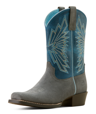10053624 YOUTH ARIAT MINERAL SUEDE DECATUR SQUARE-TOE WESTERN BOOT